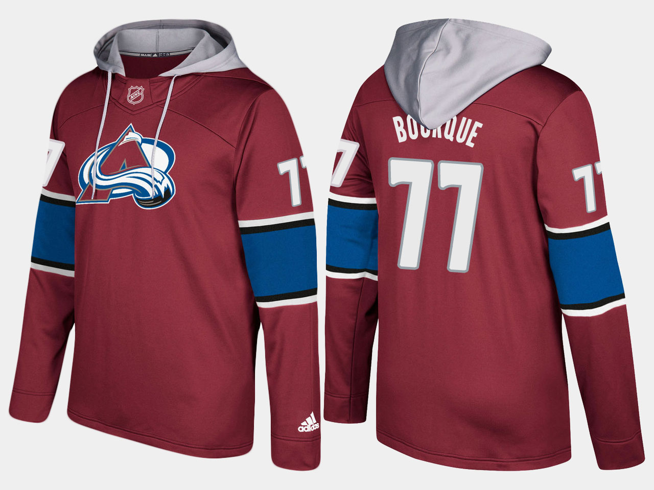 Men NHL Colorado avalanche retired #77 ray bourque burgundy hoodie